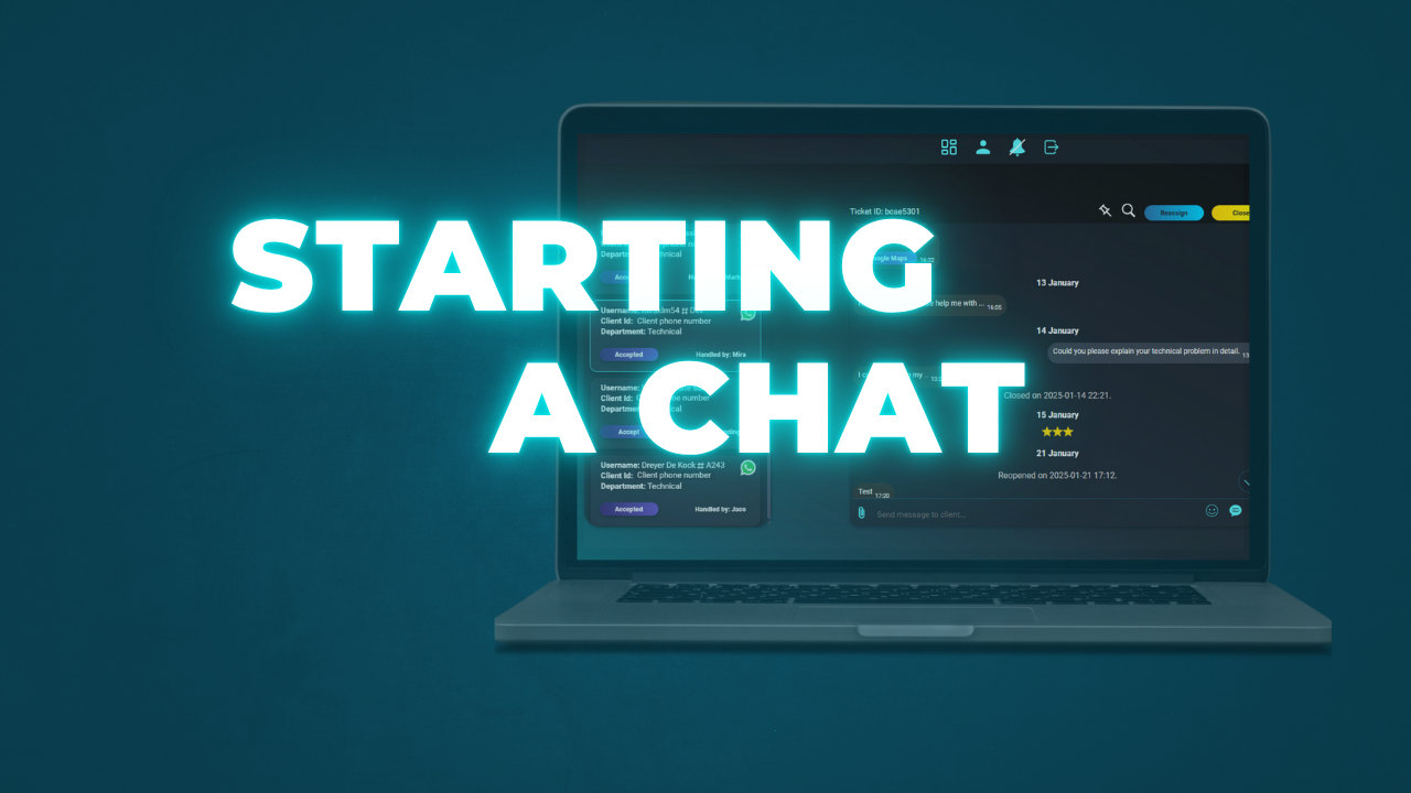 Starting a chat Accepting a support ticket and chatting with a client in Kreechat