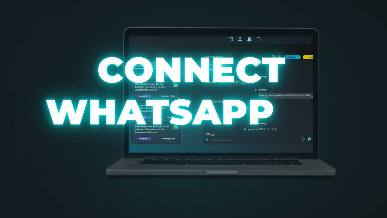 Connect Your WhatsApp Account Client service conversation using Kreechat: open ticket, chat, close ticket